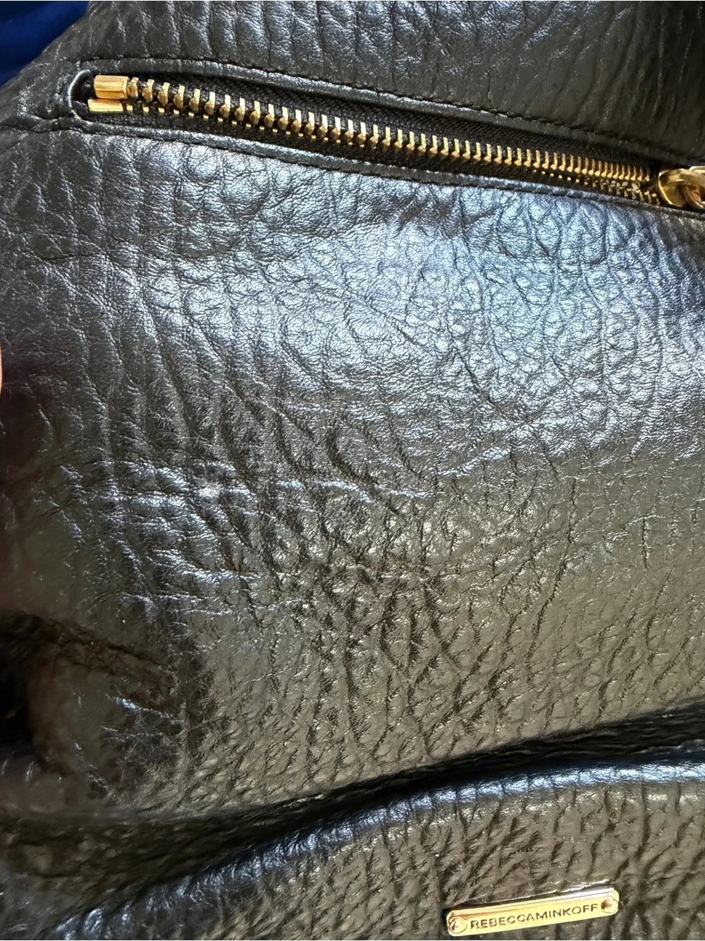 Rebecca Minkoff Black Pebbled Leather Backpack Purse w/ Gold Hardware